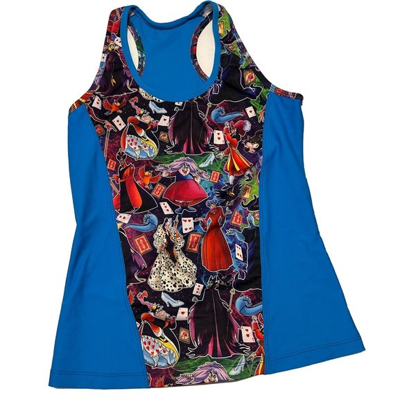 i glow running Tank top Women Medium Disney Villains Stretch Activewear Top READ - Picture 1 of 8